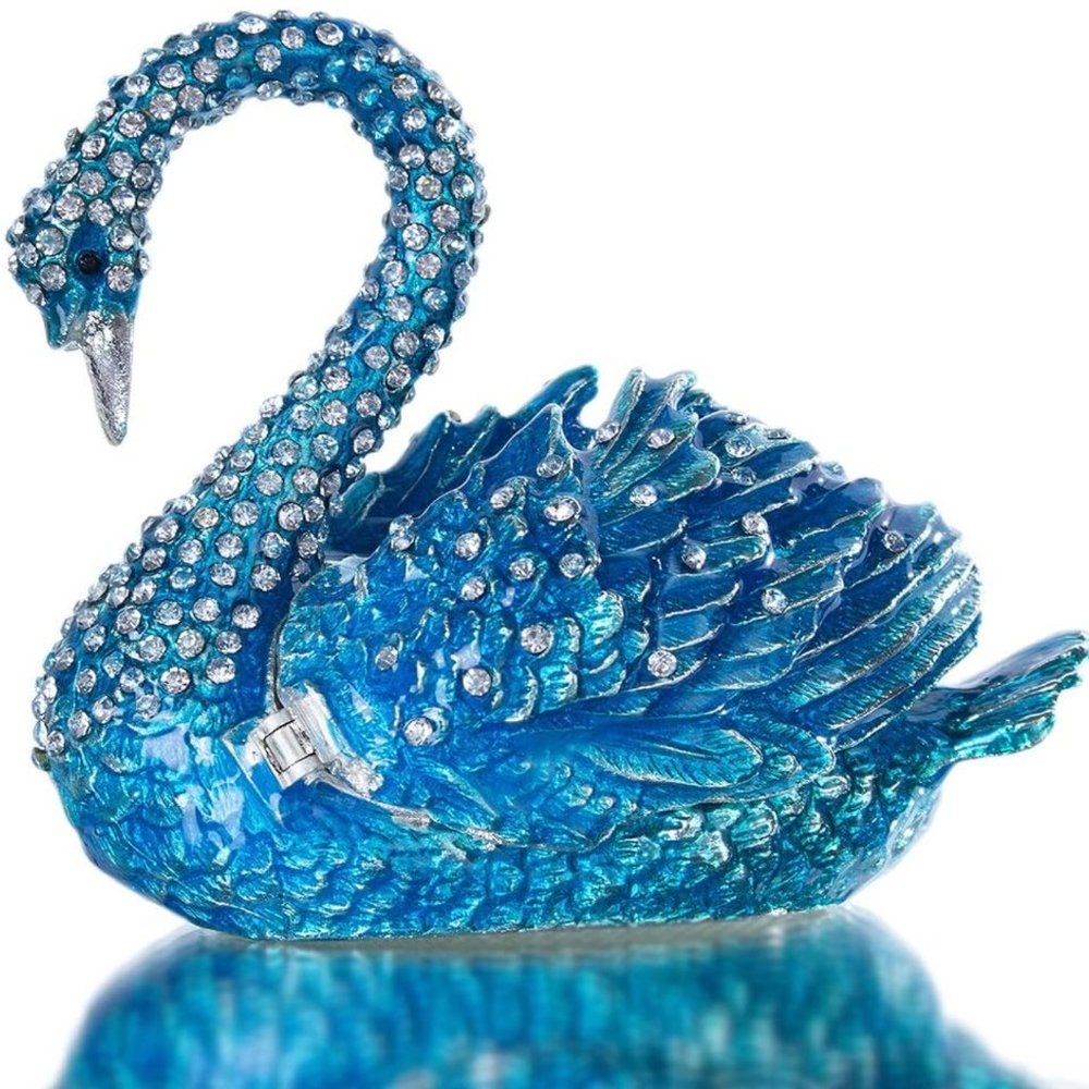 Blue Swan Crystal Jewelry Box